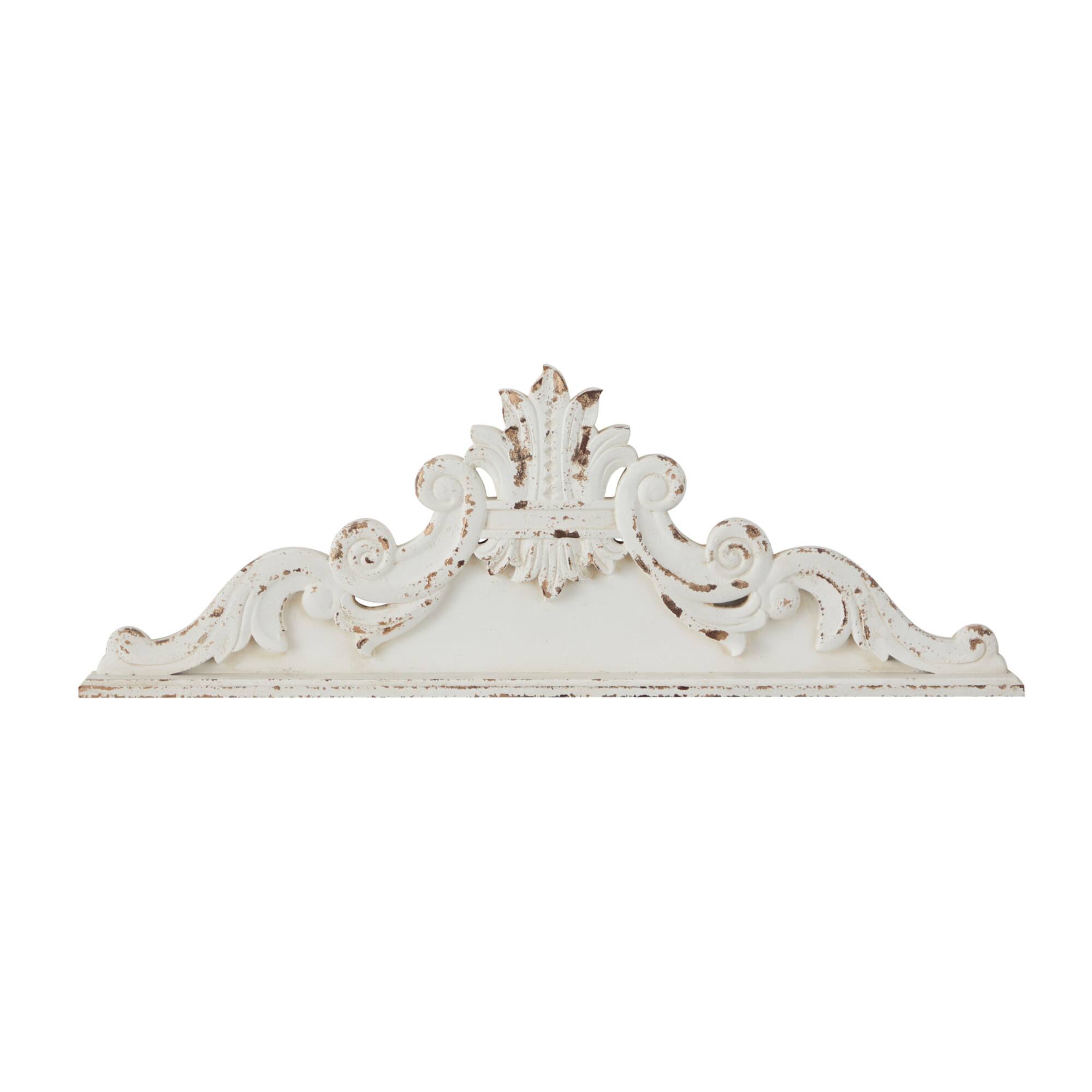 White Wood French Country Carved Wall Decor 14" x 39" x 3"